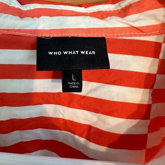 Who What Wear Cool Striped Button Down Shirt W/Statement Sleeves Like New Size L - Picture 3 of 9